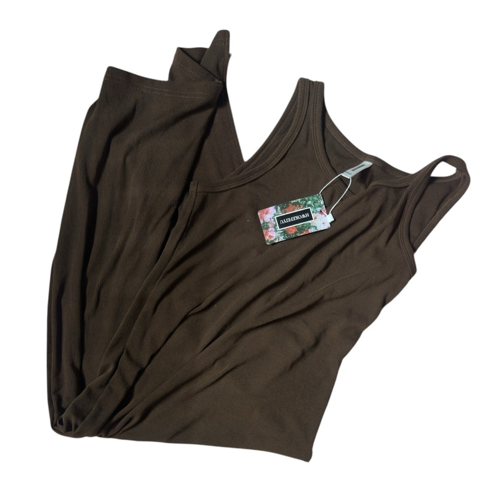 Brown Tank Top Dress with Scoop Neckline